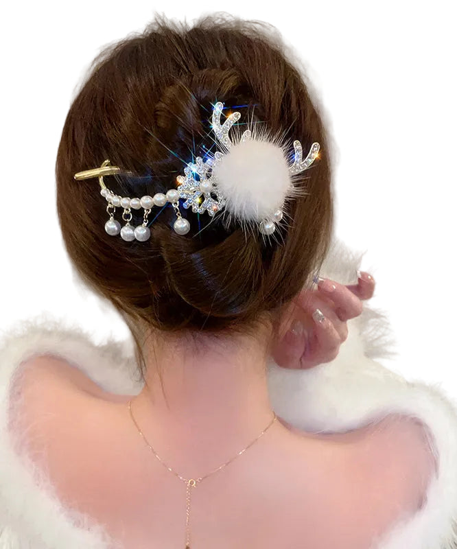 Dames Haarspeld Met Fuzzy Bal En Gewei Design 0