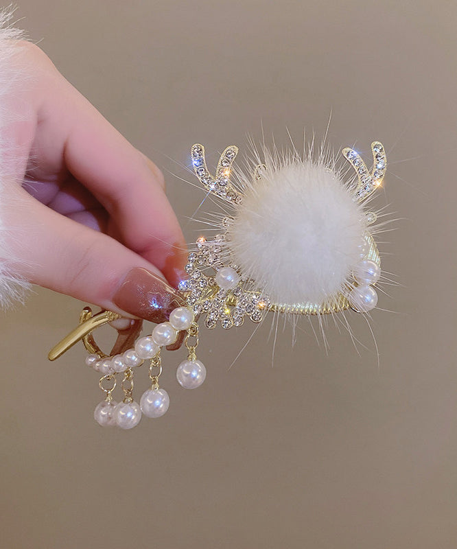 Dames Haarspeld Met Fuzzy Bal En Gewei Design 3