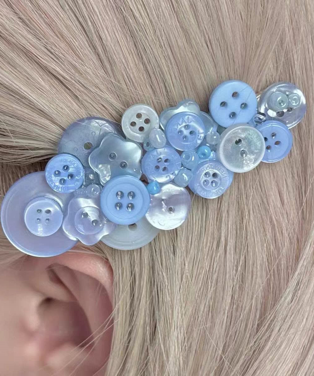 Dames Haarspeld met Blauw Acrylknop Design 0