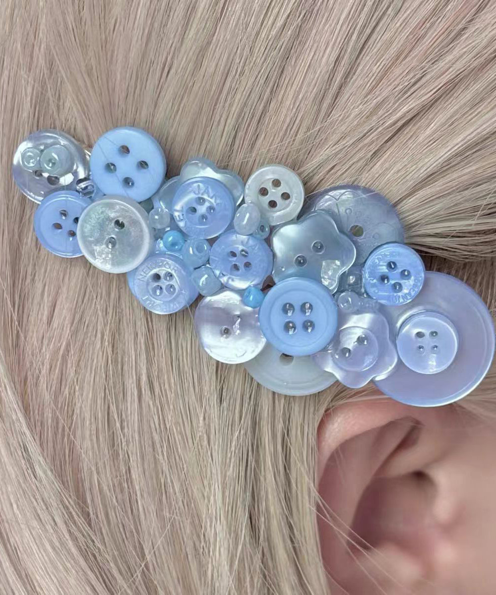 Dames Haarspeld met Blauw Acrylknop Design 3