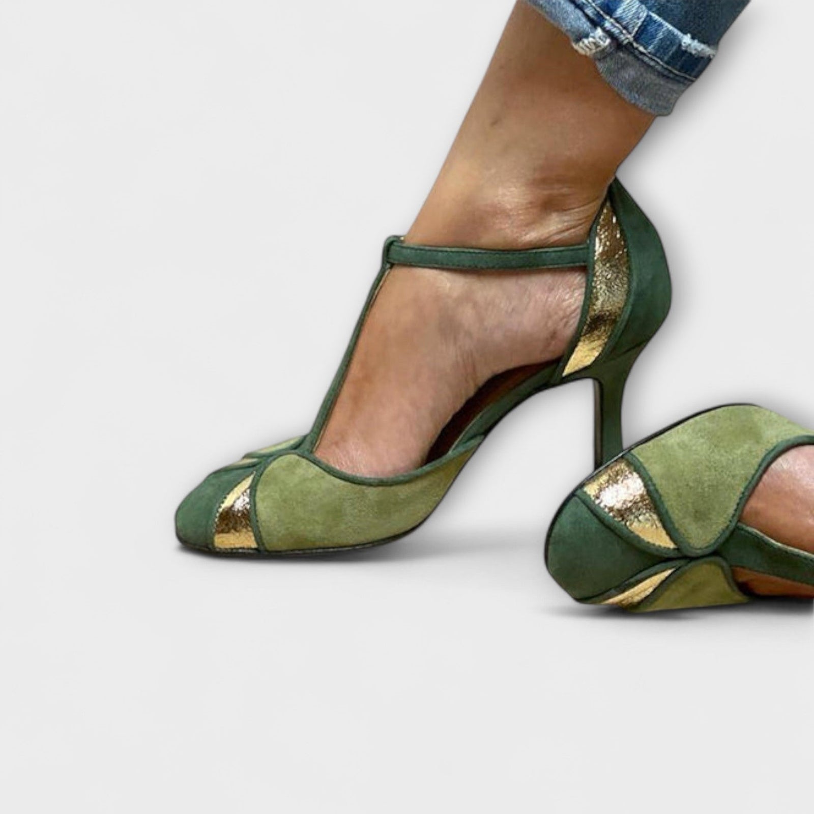 Dames Hak Schoen met Patchwork Design 1