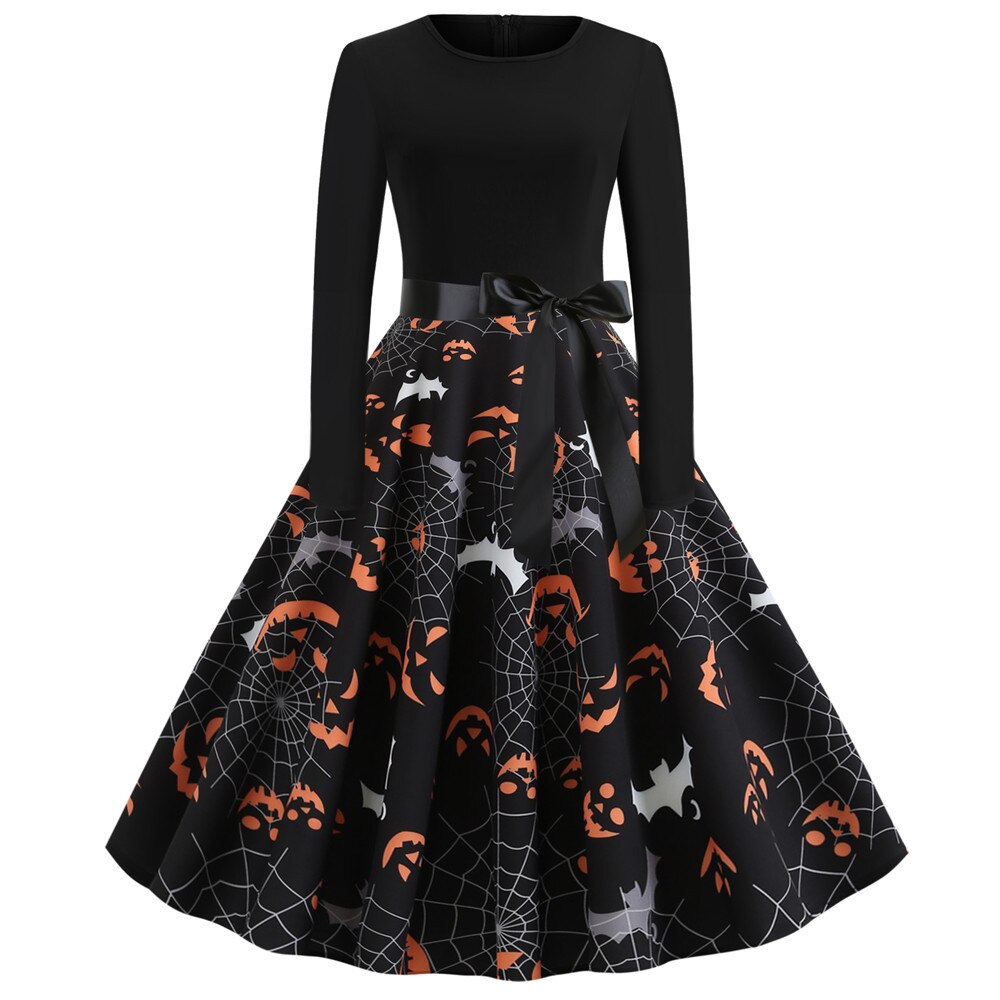 Dames Halloween Kostuum Lange Mouwen Gothic Karikatuurprint Hoogwaardige Stoffen 3