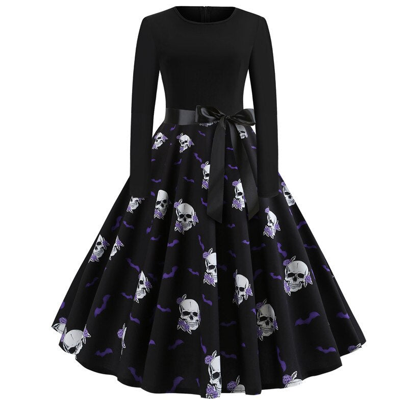 Dames Halloween Kostuum Lange Mouwen Gothic Karikatuurprint Hoogwaardige Stoffen 9