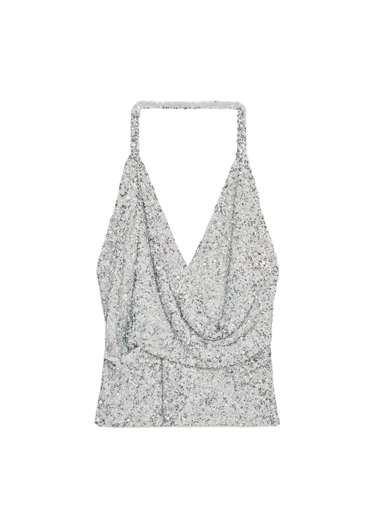 Dames Halter Top Backless Pailletten Mouwloos 3