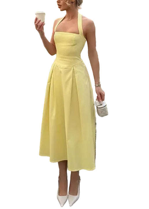 Dames Halterjurk Zonder Rug Zomerse Stijl 0