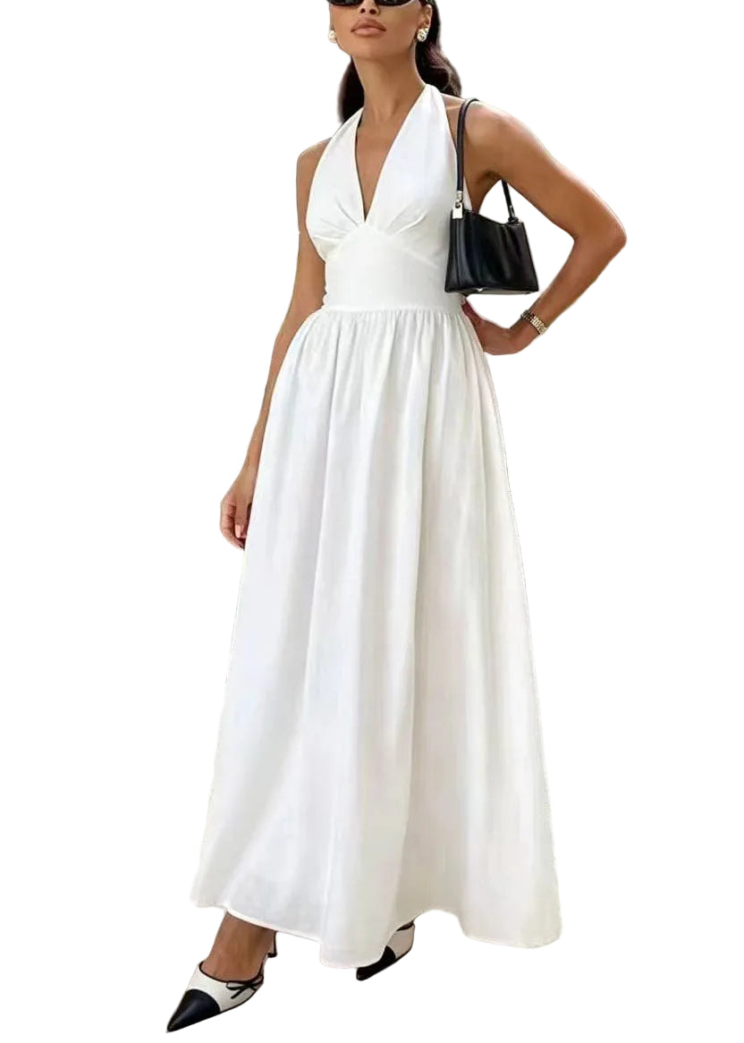 Dames Halterjurk met V-hals Zomerse Stijl 0