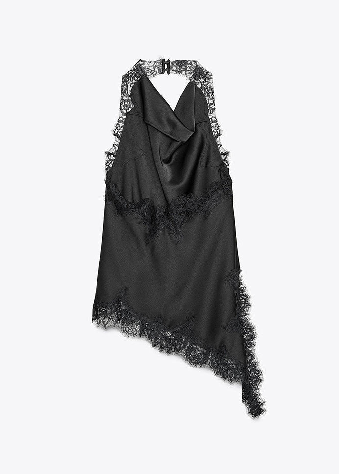 Dames Haltertop Asymmetrisch Kant Patchwork 3