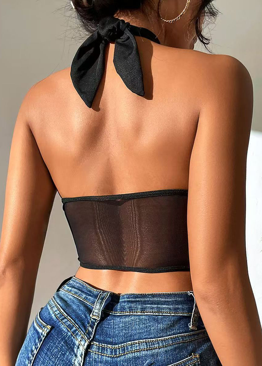 Dames Haltertop Uitgesneden Patchwork Stijl 4