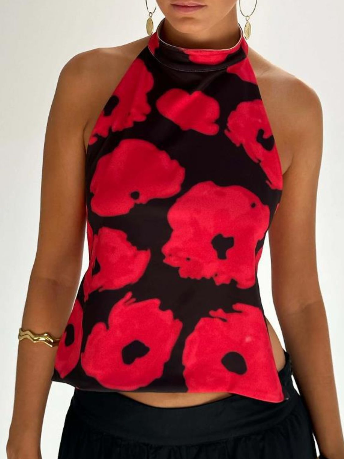 Dames Haltertop met Gedrukt Ontwerp en Open Rug 14
