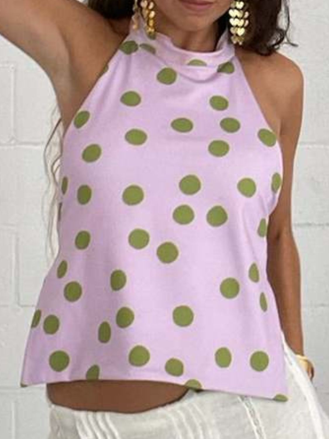 Dames Haltertop met Gedrukt Ontwerp en Open Rug 3