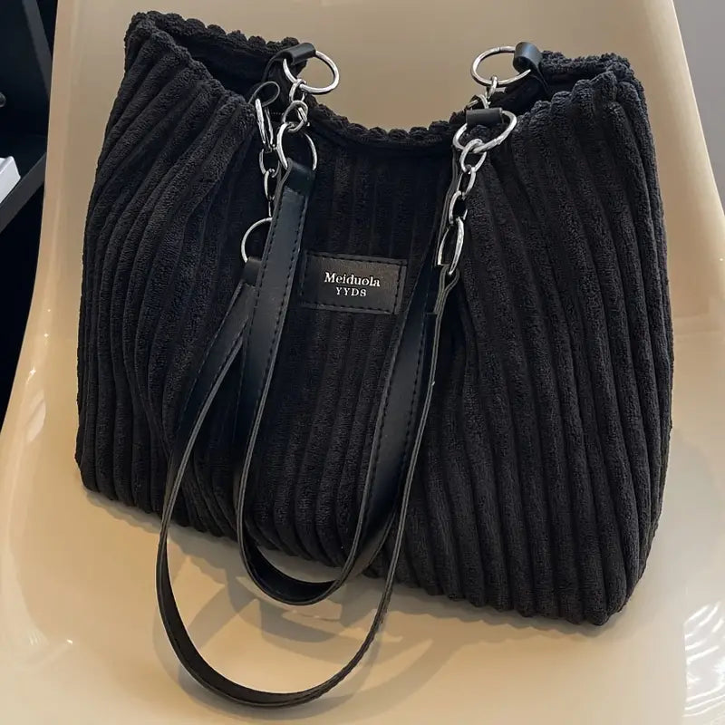 Dames Handtas Minimalistisch Corduroy Elegante Ruime Tas 3