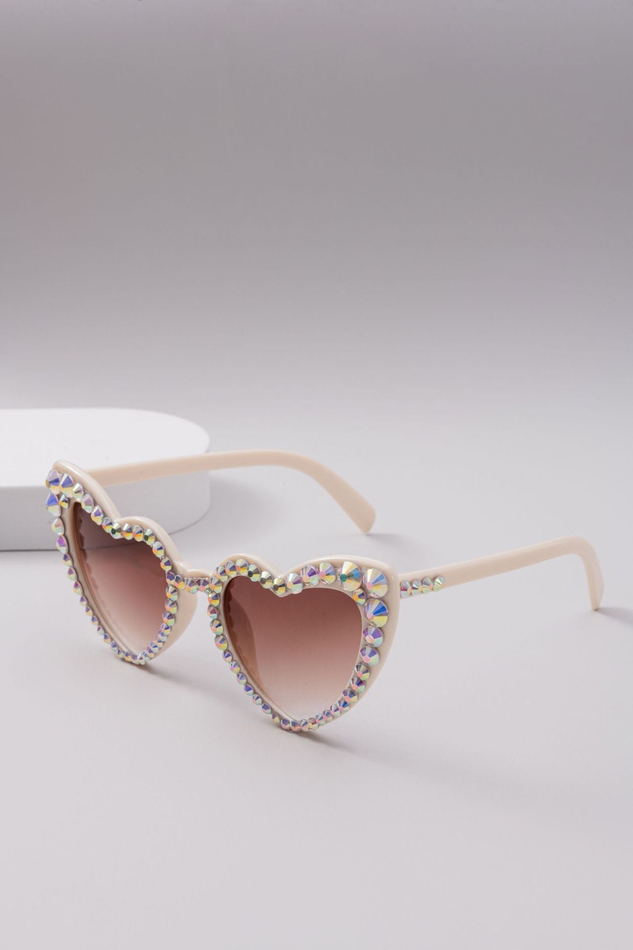 Dames Hartvormige Zonnebril met Glitter 12