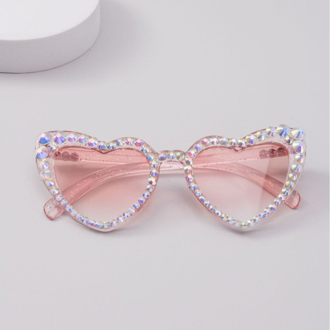 Dames Hartvormige Zonnebril met Glitter 1
