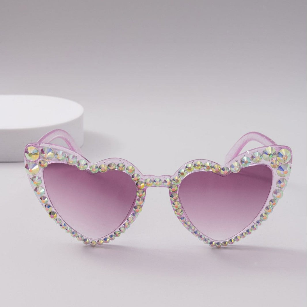 Dames Hartvormige Zonnebril met Glitter 3