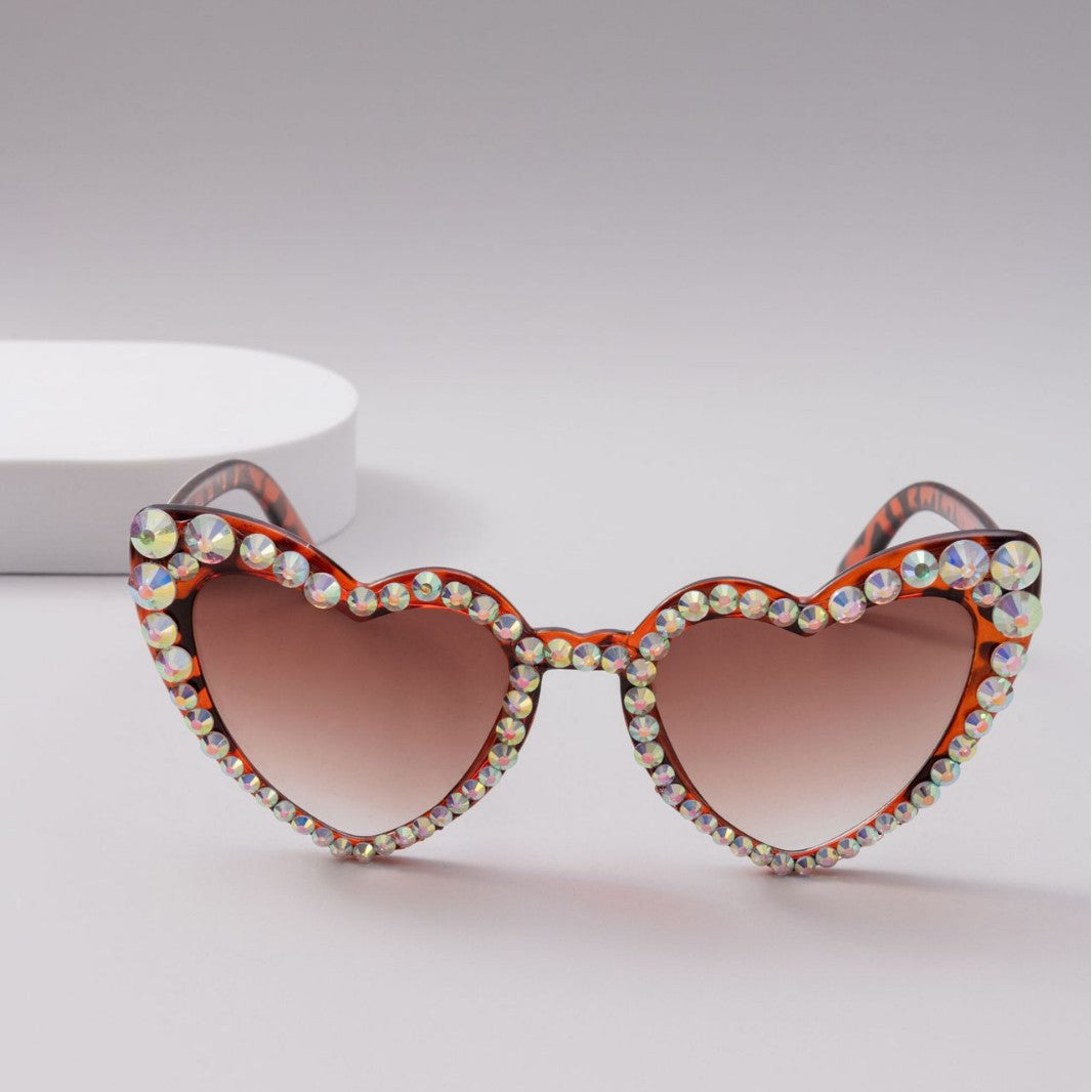 Dames Hartvormige Zonnebril met Glitter 4