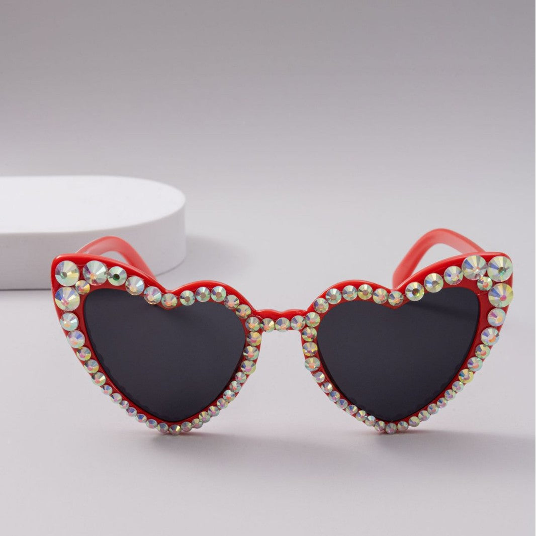 Dames Hartvormige Zonnebril met Glitter 5