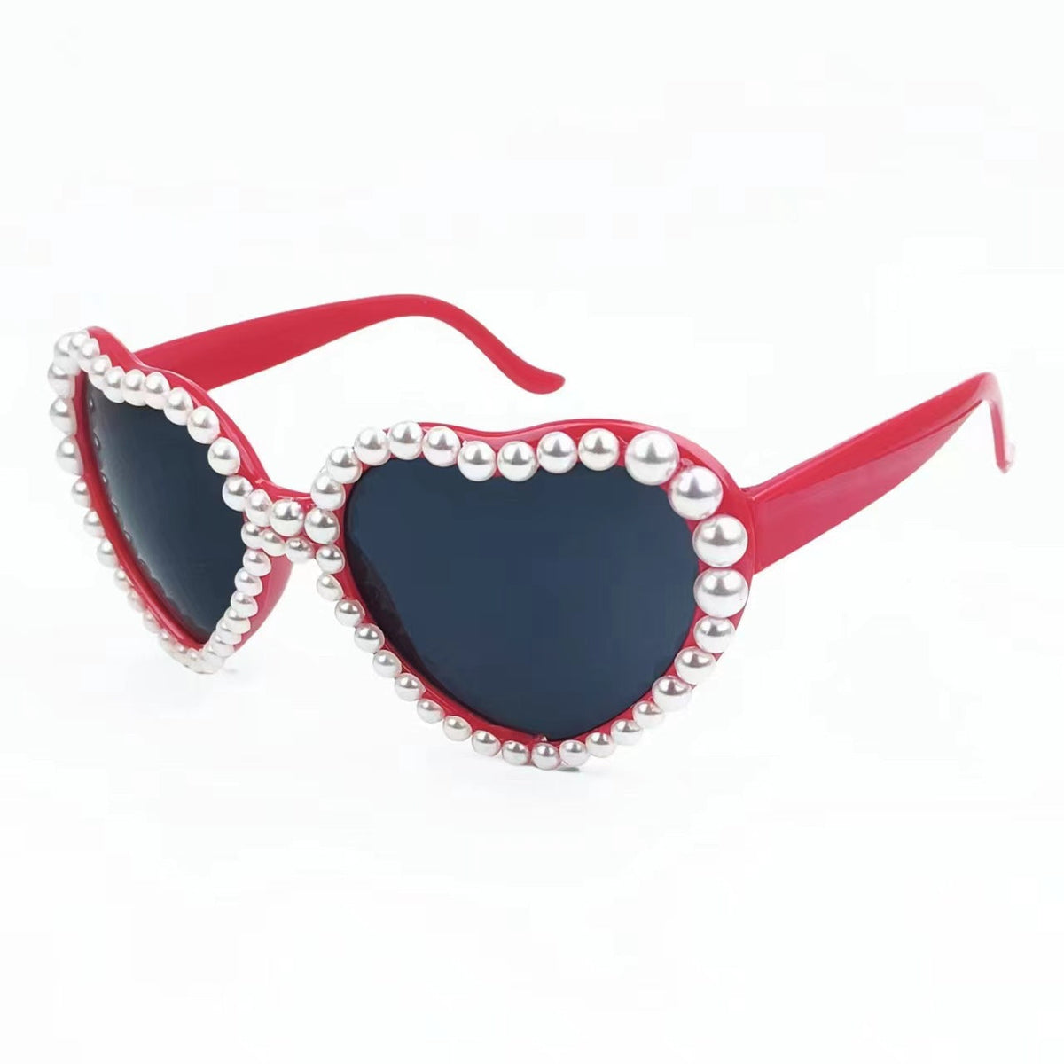 Dames Hartvormige Zonnebril met Glittersteentjes 0