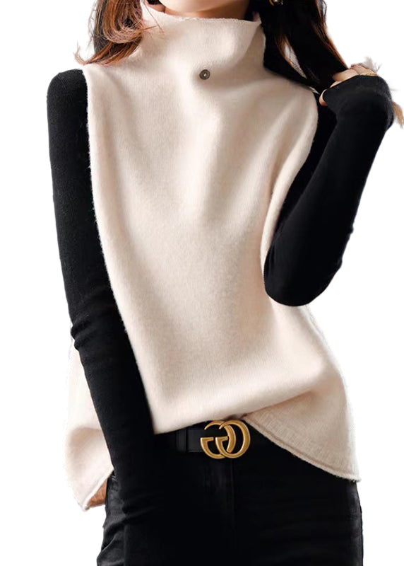 Dames Herenloze Trui met Hoge Hals en Patroon 0