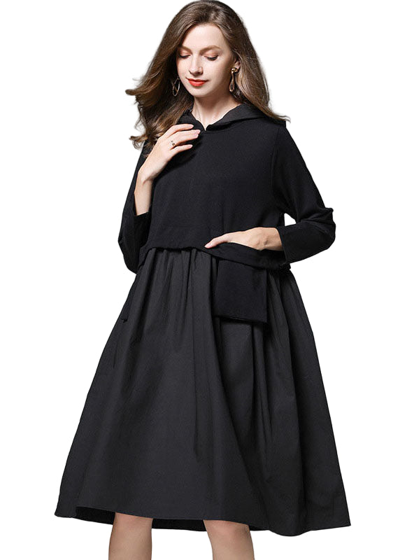 Dames Herfst Jurk Met Lange Mouwen En Zakken 0