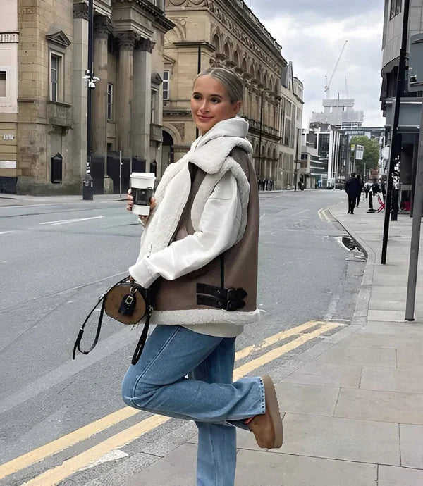 Dames Herfstvest Elegant Wolmix Chique Stijl 3