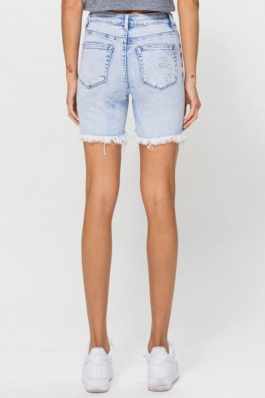 Dames High Rise Midi Shorts Licht Denim 2