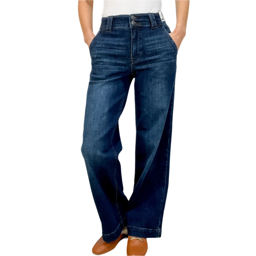 Dames Hoge Taille Comfort Luxe Wijde Jeans 0