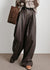 Dames Hoge Taille Faux Leren Broek met Zakjes 2
