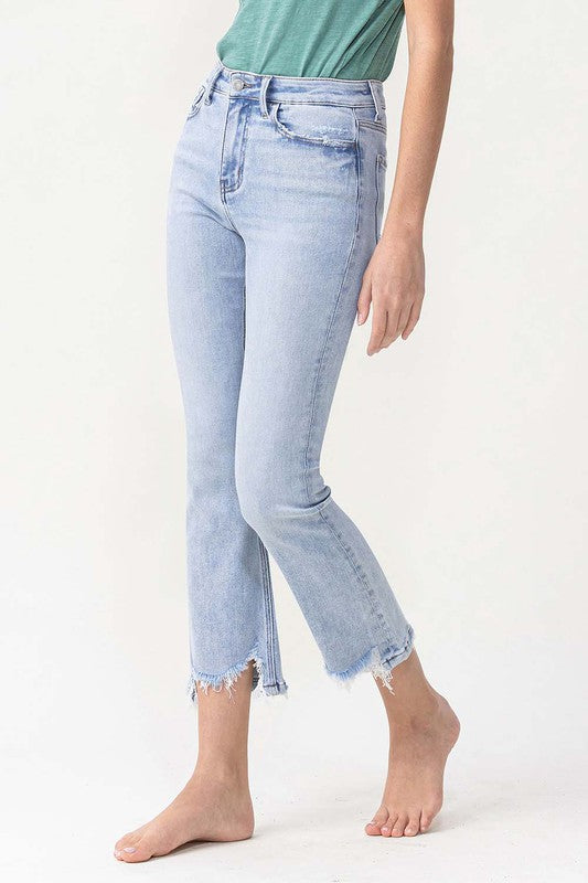 Dames Hoge Taille Kick Flare Jeans Licht Denim 3