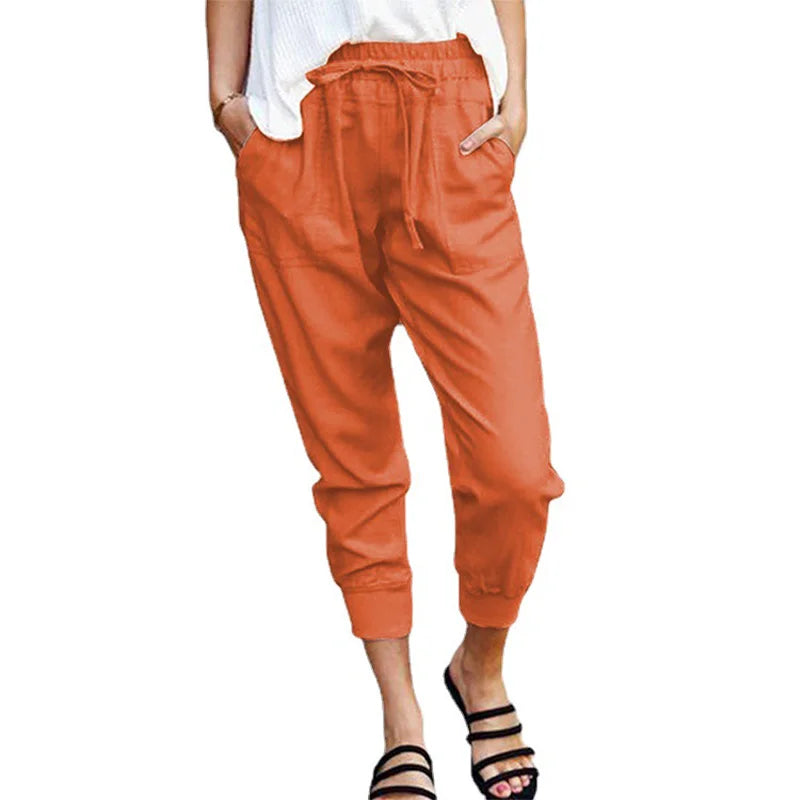 Dames Hoge Taille Slim-fit Broek Casual Katoen en Polyester 5
