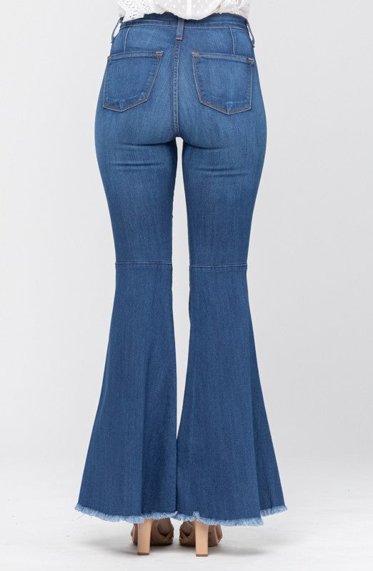 Dames Hoge Taille Super Flare Jeans Medium Blauw 5