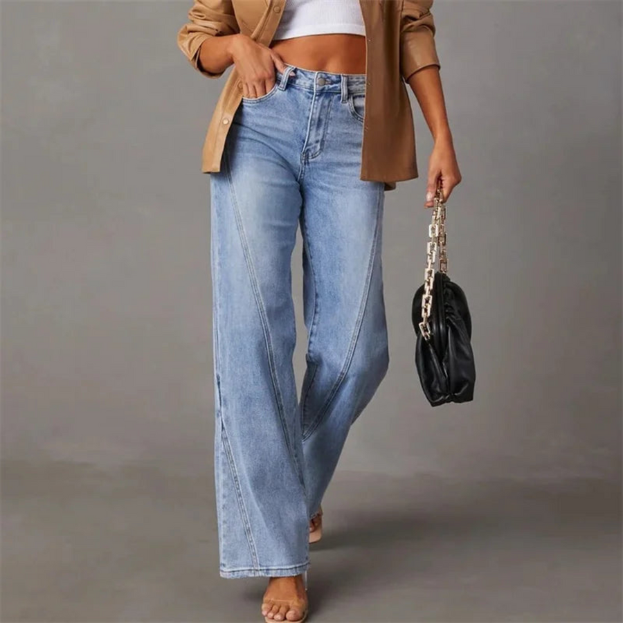 Dames Hoge Taille Wide-Leg Denim Jeans 1