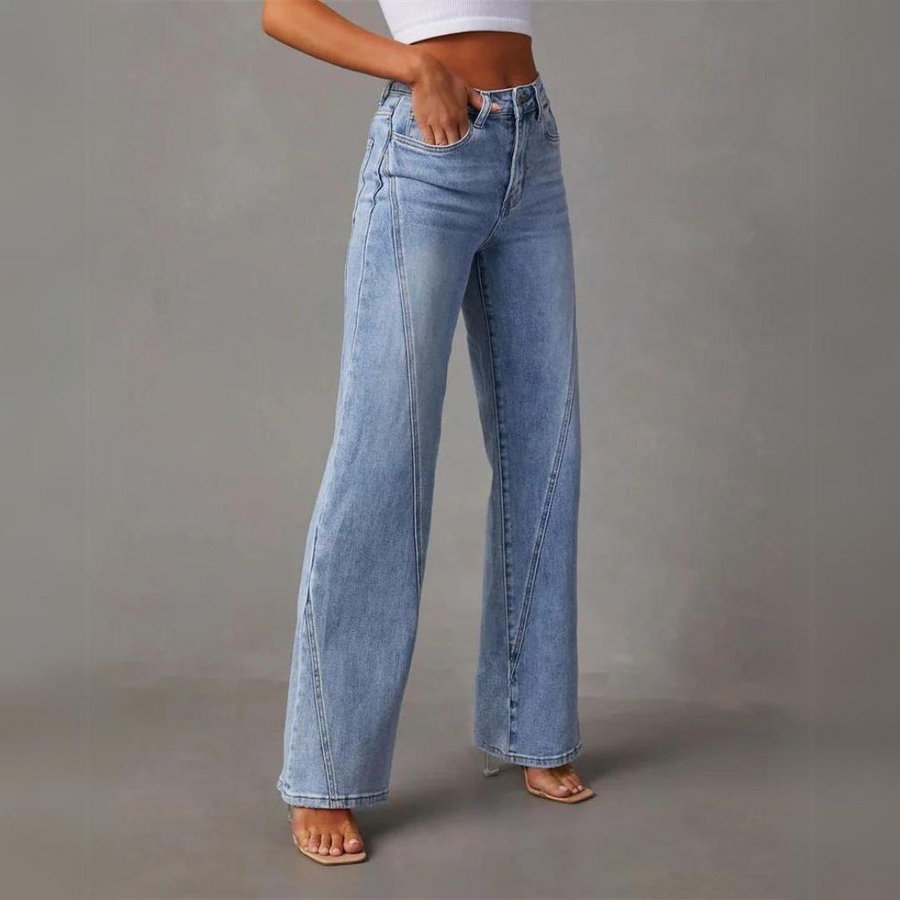 Dames Hoge Taille Wide-Leg Denim Jeans 2