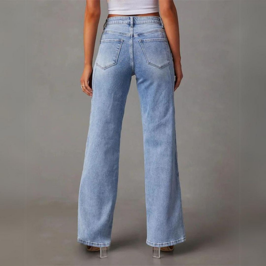Dames Hoge Taille Wide-Leg Denim Jeans 3