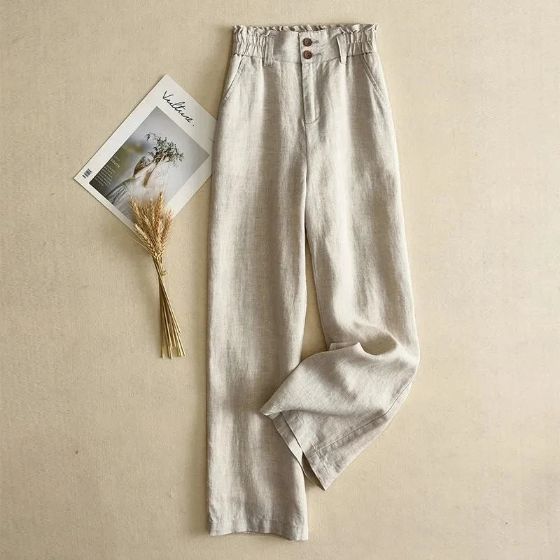 Dames Hoge Taille Wijde Pantalon Casual Elastisch met Wijde Pijpen 0
