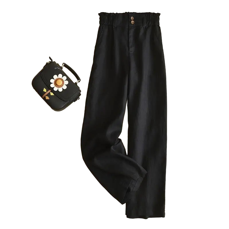 Dames Hoge Taille Wijde Pantalon Casual Elastisch met Wijde Pijpen 1