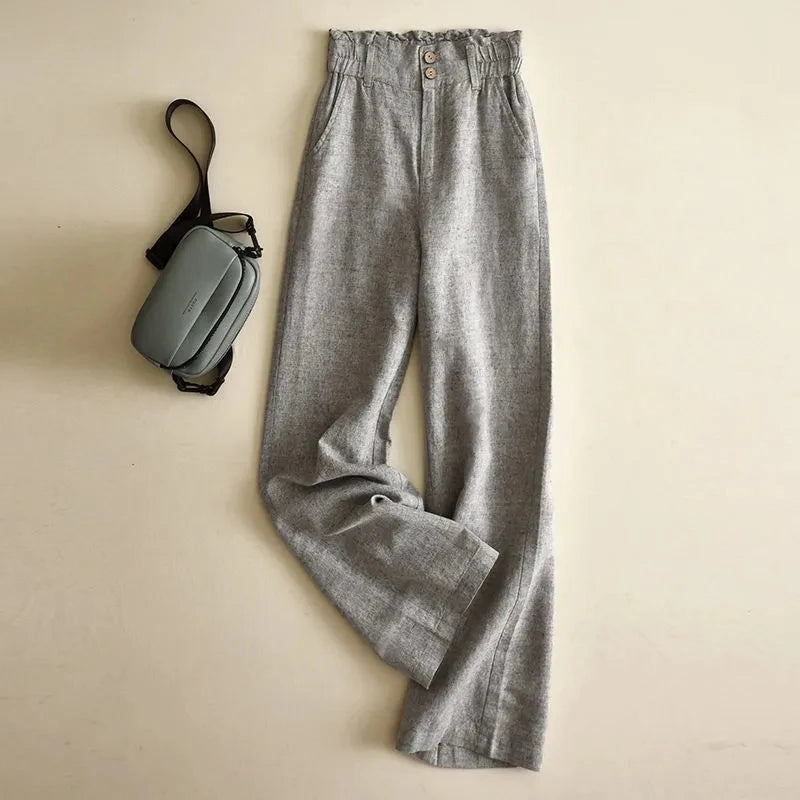 Dames Hoge Taille Wijde Pantalon Casual Elastisch met Wijde Pijpen 2