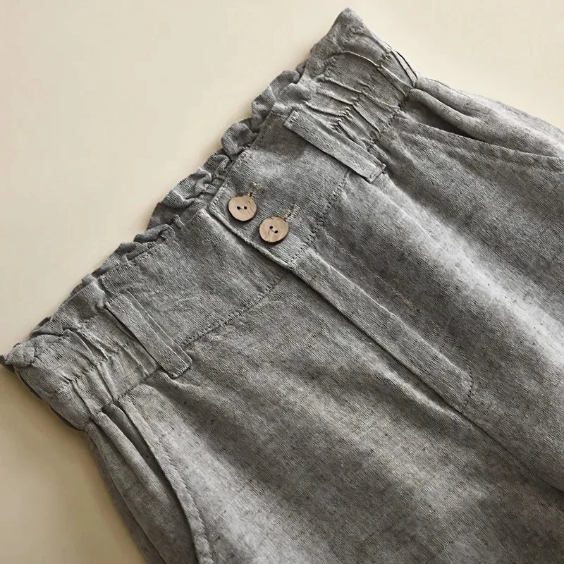 Dames Hoge Taille Wijde Pantalon Casual Elastisch met Wijde Pijpen 3