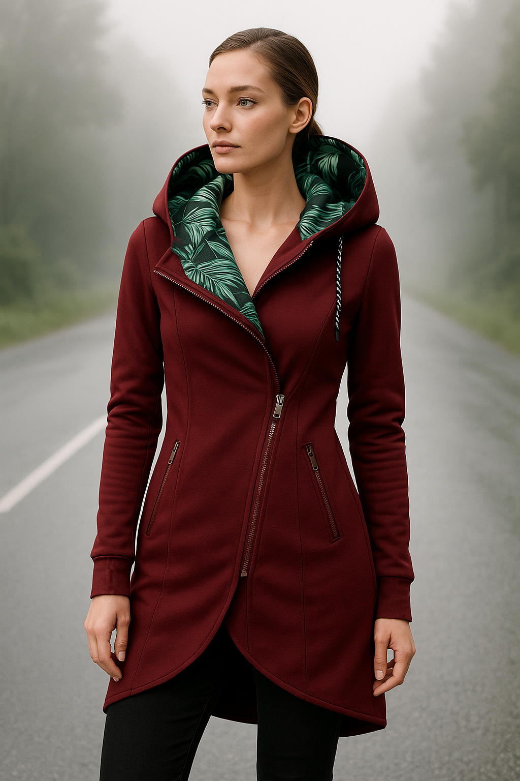 Dames Hoodie Waterdicht met Tropisch Patroon 1