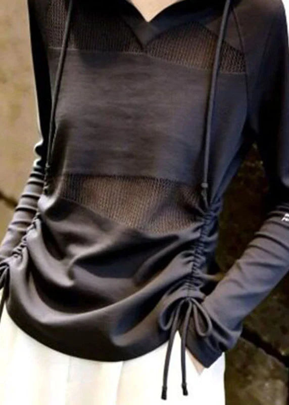 Dames Hoodie met Gestreept Patchwork en Capuchon 3