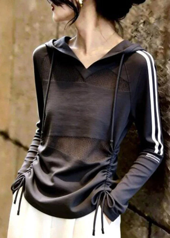 Dames Hoodie met Gestreept Patchwork en Capuchon 4
