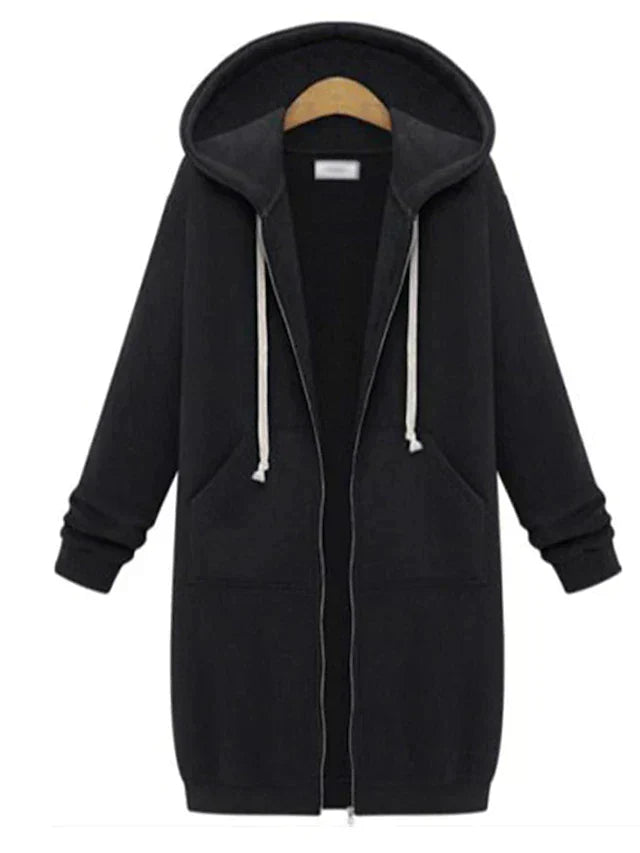 Dames Hoodie met Ritssluiting Knielang 0