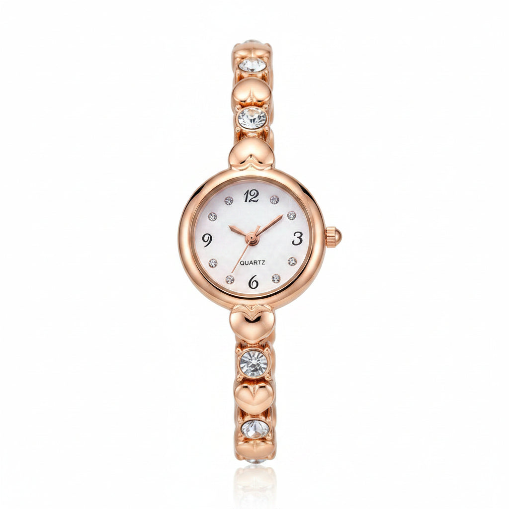 Dames Horloge Hartvormig Fijn Goudkleurig Metaal 0
