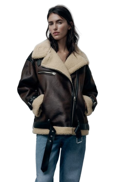 Dames Jacke met Revers van Kunstmateriaal 1