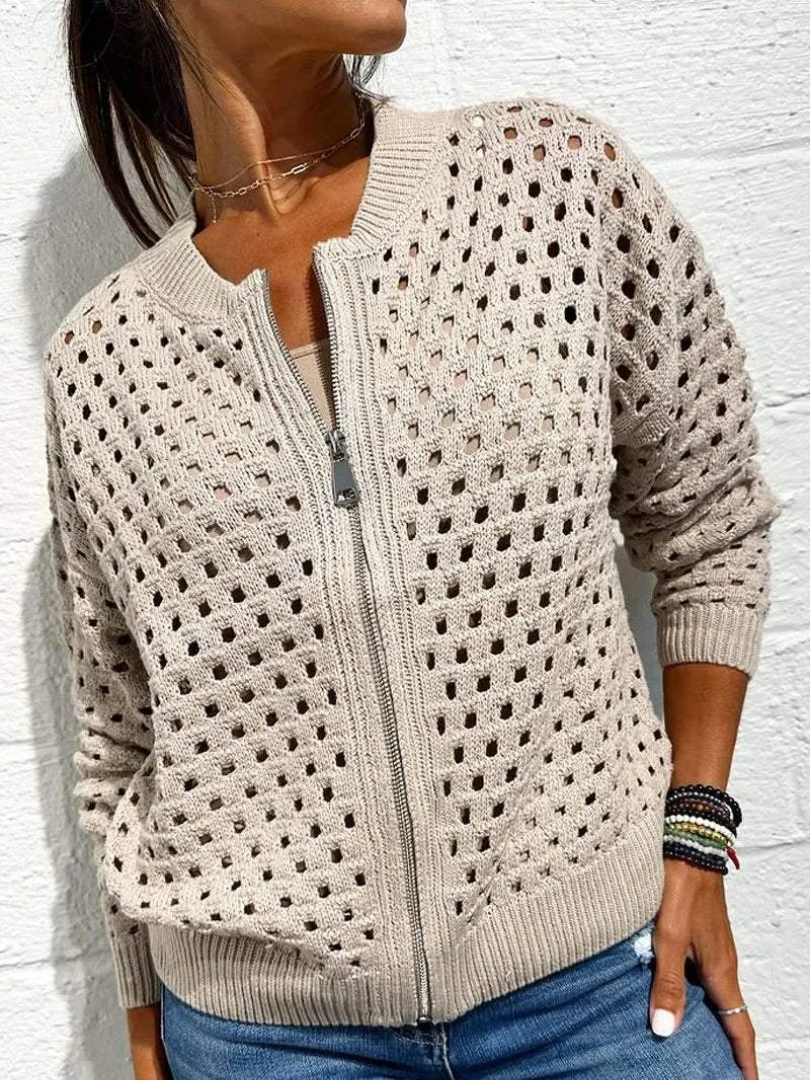 Dames Jacket Met Perforaties en Ritssluiting 4