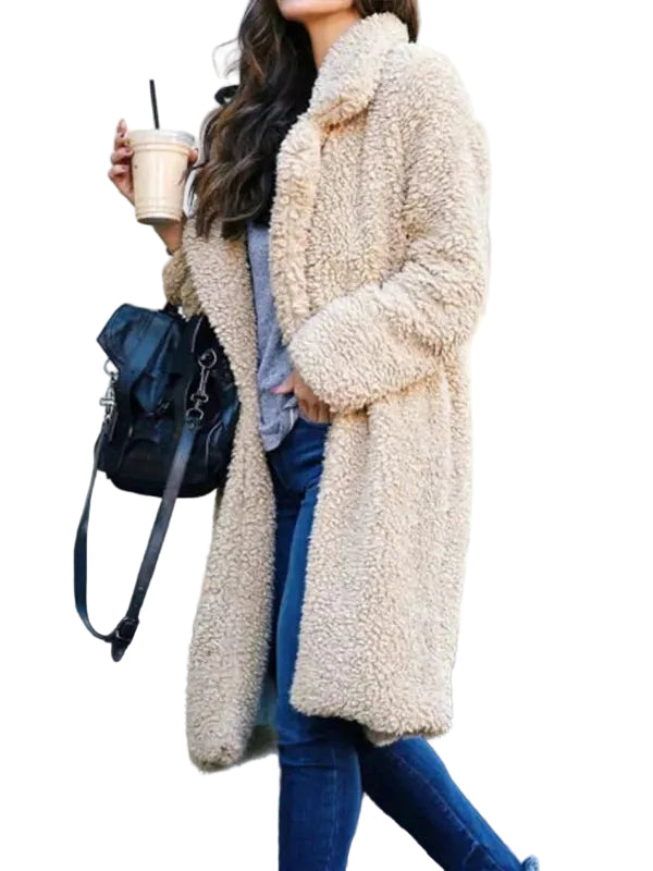 Dames Jas Oversized Teddy met Reverskraag voor de Winter 0