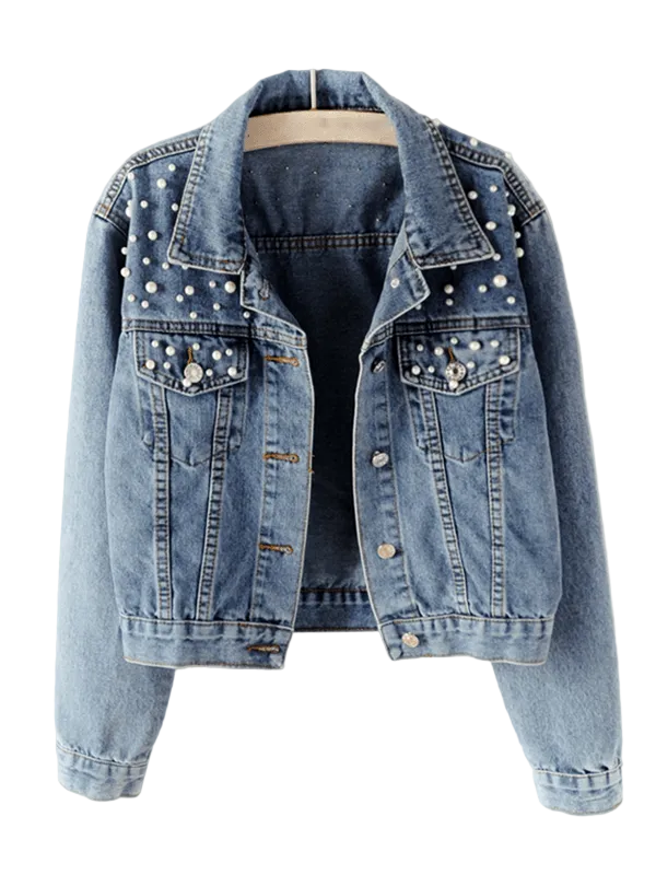 Dames Jas Oversized met Knoopsluiting en Strass Details 0