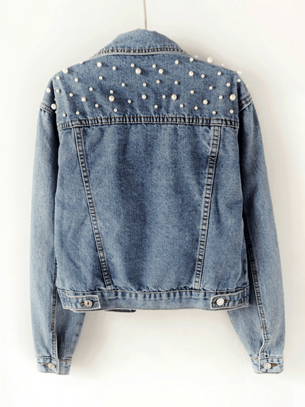 Dames Jas Oversized met Knoopsluiting en Strass Details 1