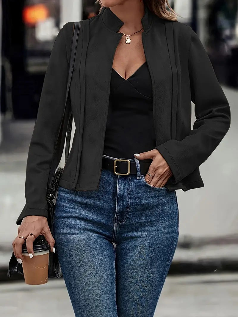 Dames Jas Slim-Fit met Opstaande Kraag 1