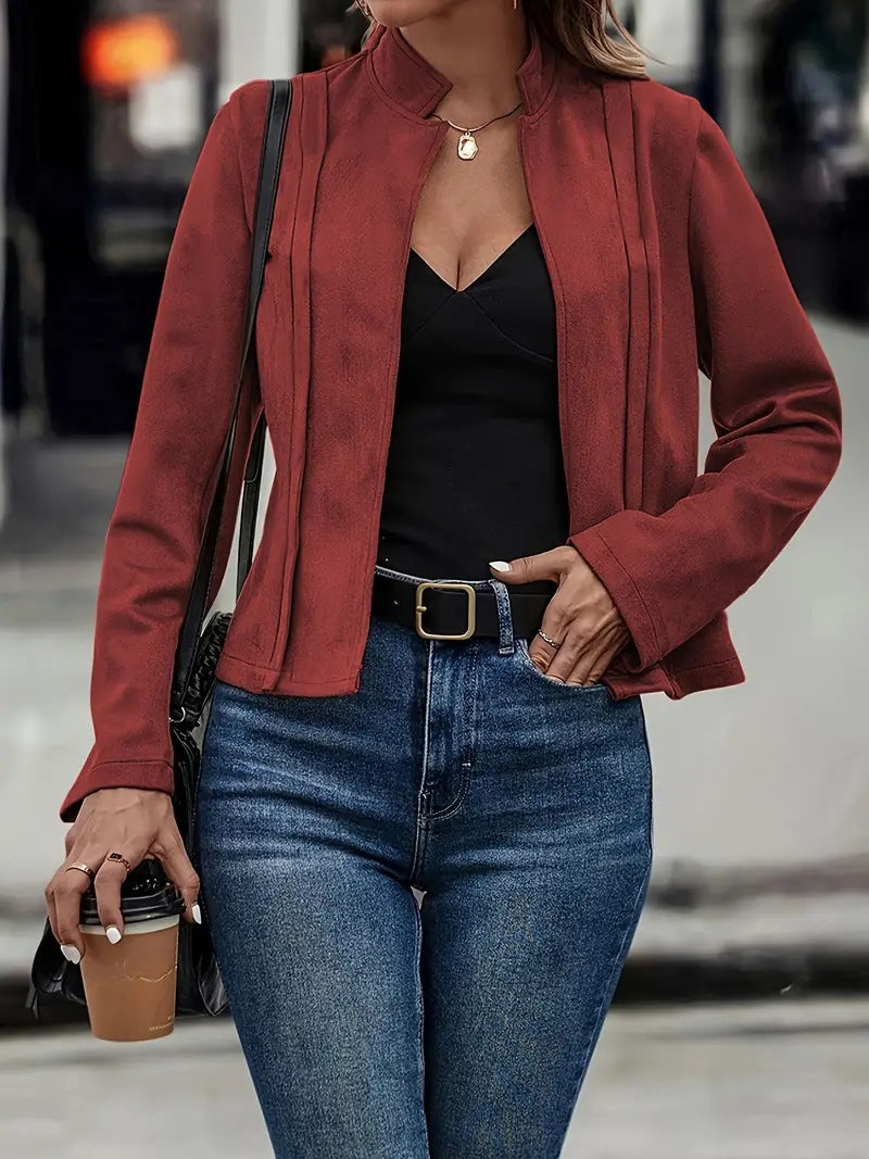 Dames Jas Slim-Fit met Opstaande Kraag 2