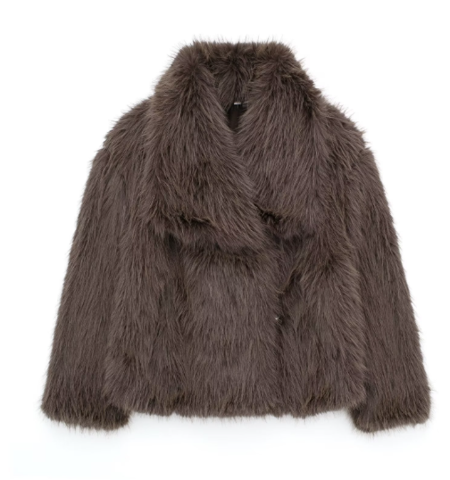 Dames Jas Winter Fuskpälsjacka in Denim met Praktische Details 2